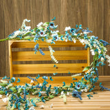 2 Pcs 6 Ft Daisy Flowers Garland - Summer Floral Artificial Blue And Green Leaves Daisy Garland For Mantle Realistic Hanging Flower Decor For Home Fireplace Stairs