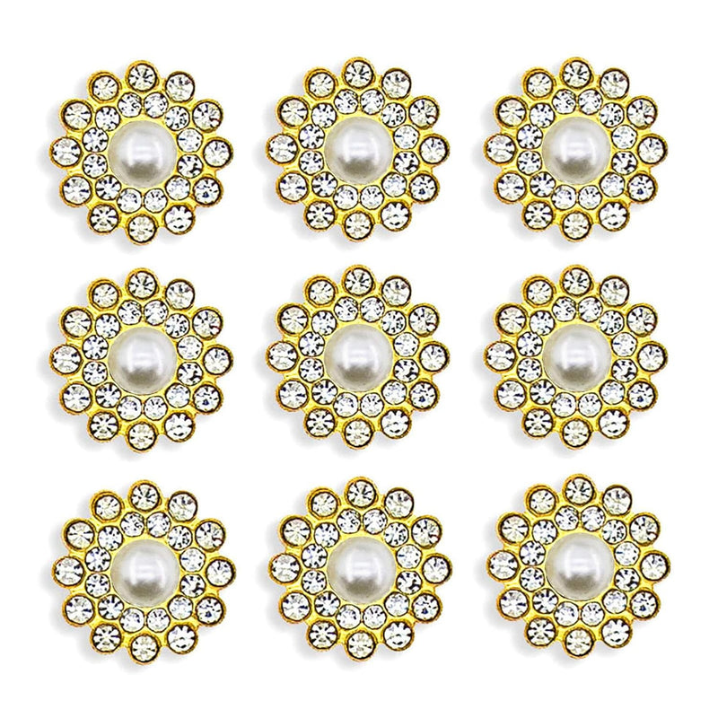 50 Pcs Pearl Rhinestone Crystal Embellishments Decoration Brooch Flatback Diy