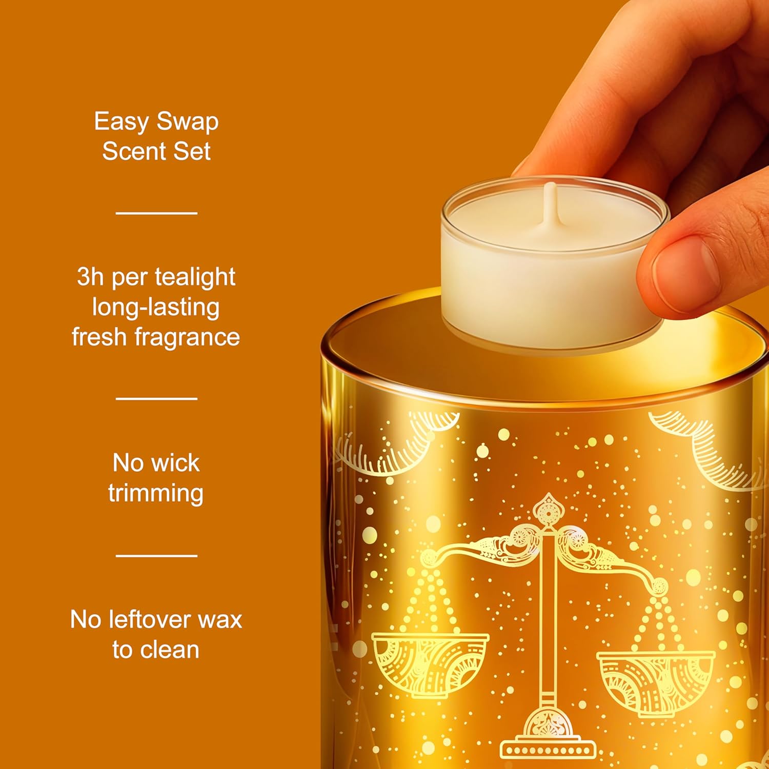 Libra Candles For Women, Zodic Votive Candle Holder With Scented Tealight Candle, Perfect Libra Gifts For Birthday,Graduation,Retirement,Meditation Yoga,Home Decor,Table Centerpiece