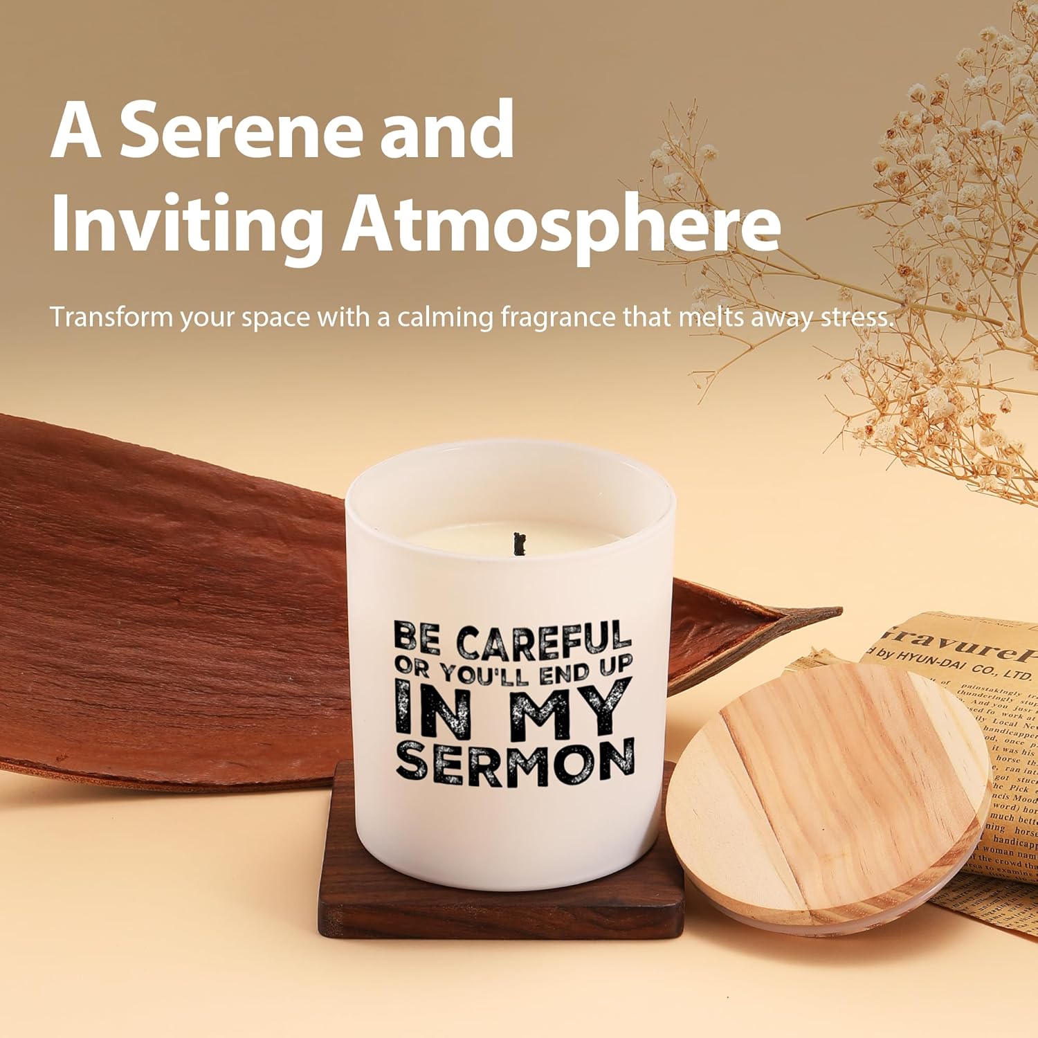 Be Careful Or You'Ll End Up In My Sermon Pastor Gifts Scented Candles For Home Office Preachers Ministers Gifts Jar Candles Lavender Sage Floral Scent Soy Wax Candles 9.5 Oz