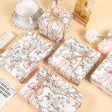 1 Roll Pink Bow And Flower Wrapping Paper Mini Roll - 17 In X 33 Ft - Coquette Vintage Floral Pink Bows Gift Wrap Paper For Valentine Birthday Wedding Baby Shower Engagement Bridal Shower