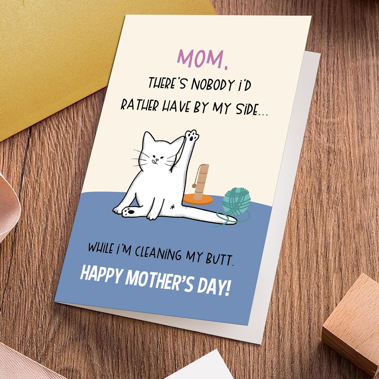Funny Mother'S Day Card For Cat Mom, Cute Cat Mothers Day Card, Humorous Mother'S Day Card For Cat Lover Owner, Happy Mother'S Day Card From Cat