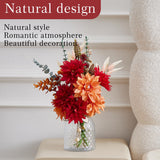 Fake Flowers With Vase, Faux Flowers In Vase, Red Silk Tassel Flower Artificial Flowers Bulk Arrangements For Home Decor For Living Room Bathroom Office Table Centerpiece Shelf Decoration