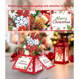 Merry Christmas 3D Pop Up Flower Bouquet Greeting Card – Holiday Card With Poinsettias, Gingerbread Man, Pinecones, Snowflakes – Boxed Design Christmas Card For Family, Friends, And Loved Ones, Includes Envelope & Blank Note Card