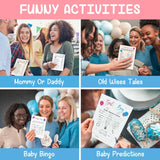 Baby Gender Reveal Games For Guests - 4 Funny Baby Shower Games For Gender Reveal Party Decorations, Boy Or Girl Gender Reveal Ideas Prediction Cards, Old Wives Tales Baby Bingo Game