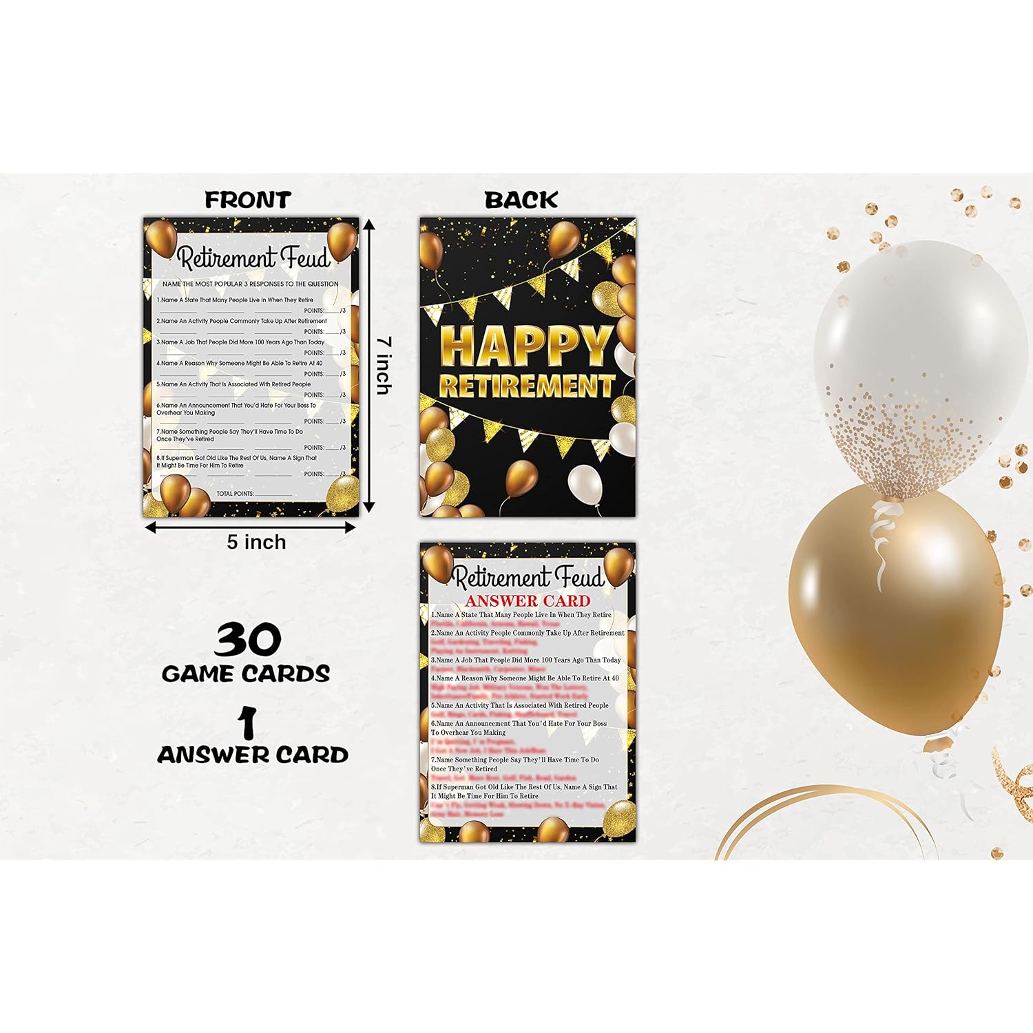 Retirement Party Games - Retirement Feud Party Game For Adults - 30 Game Cards – Retirement Party Favors Supplies Decorations (03)