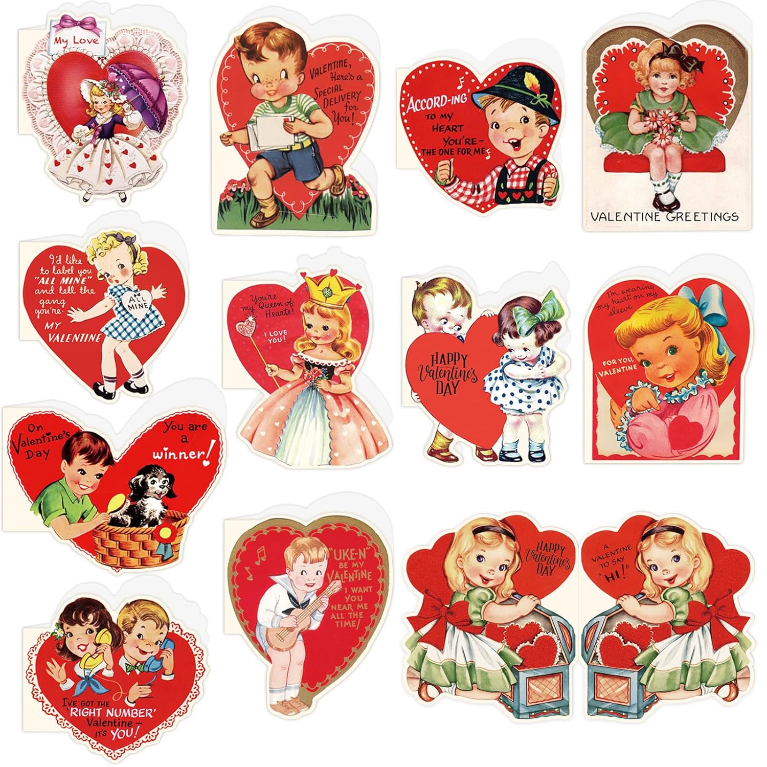 Vintage Valentine'S Day Cards With Envelopes For Adults Kids Boys Girls Classroom Exchange 24 Pcs Retro Valentines Day Cards
