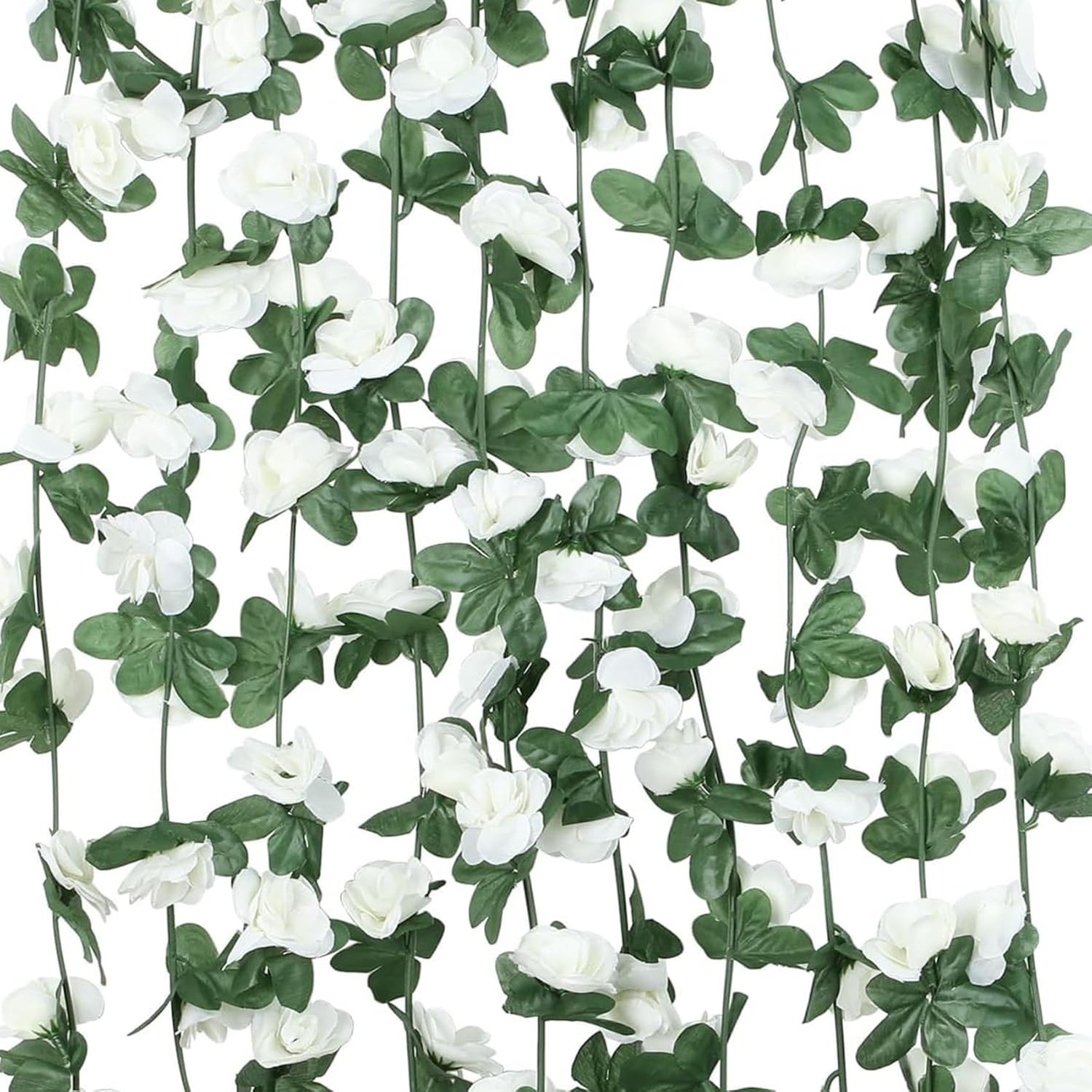 3Pcs Artificial Flowers Spring Flower Garland 23.7Ft Artificial Rose Vine Hanging Decoration For Wedding Wall Arch Party Backdrop (White)
