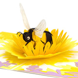 Bee & Flower Handmade 3D Pop Up Card For Birthday Mothers Day Thank You, Bumble Bee Day Gift For Mom Women Girl, With Envelope