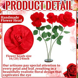 1 Set 5.9 Ft Valentines Giant Artificial Flowers Decoration Flannel Rose With Standing Stems And Base Valentines Giant Flowers Decoration For Wedding Reception Banquet Ceremony Party Window