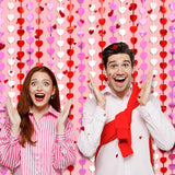 Valentines Decorations, 2 Pack Valentines Party Decoration,3.3X6.6Ft Red, Pink, White Heart Shape Tinsel Foil Fringe Curtains Photo Backdrop,Streamer Backdrop For Birthday,Engagement,Wedding