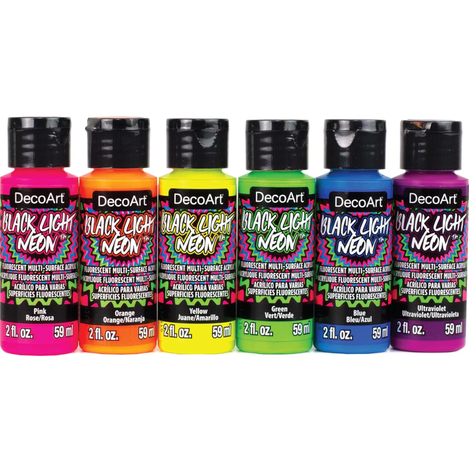 DecoArt Americana Black Light Neon Acrylic Paint Pack 6/Pkg