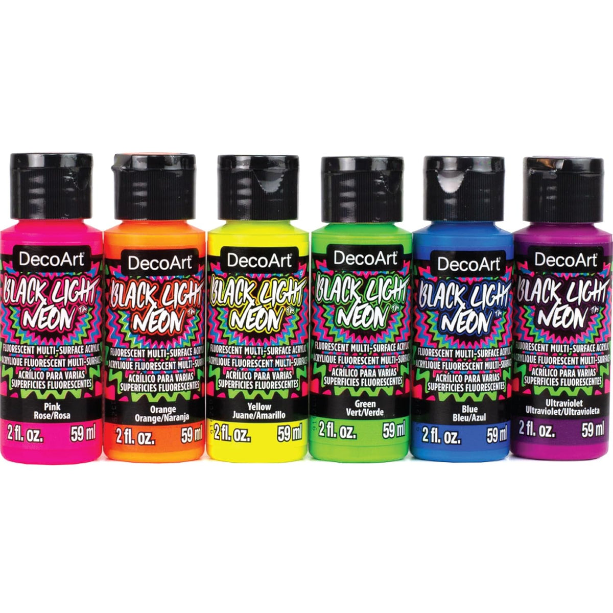DecoArt Americana Black Light Neon Acrylic Paint Pack 6/Pkg