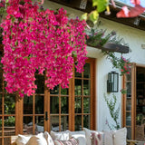 2 Pcs 50 Inch Silk Bougainvillea Artificial Flowers, Faux Triangle Plum Flowers?Fake Bougainvillea Vine, Using For Wedding Porch Home Centerpieces Party Garden Indoor Outdoor Spring Decor (Fuchsia)