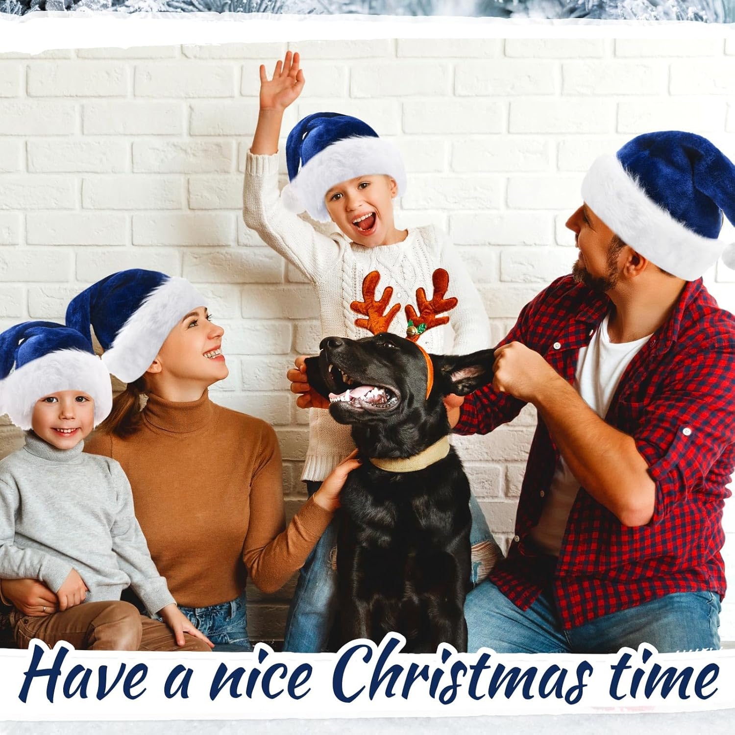 20 Pcs Santa Hats Bulk Plush Christmas Hats For Adults Women Men Holiday Party Costume(Navy Blue)