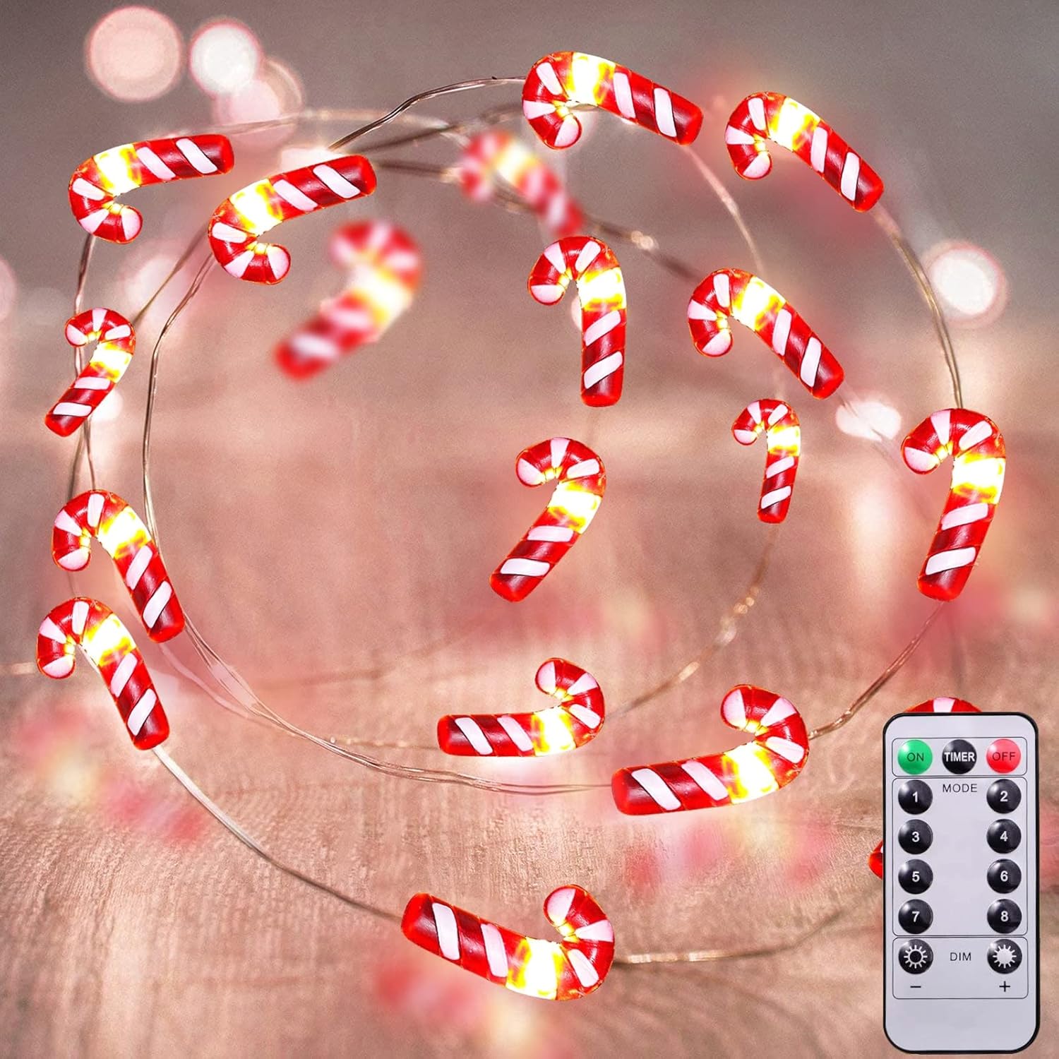 26.2 Ft 80 Led Candy Cane String Lights Christmas Decor Battery Operated Fairy Lights Remote Control With Timer 8 Modes