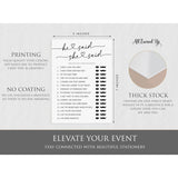 50 He Said She Said Game (50-Cards) Wedding Bridal Shower, Fun Bachelorette, Rehearsal Dinner, Minimalist