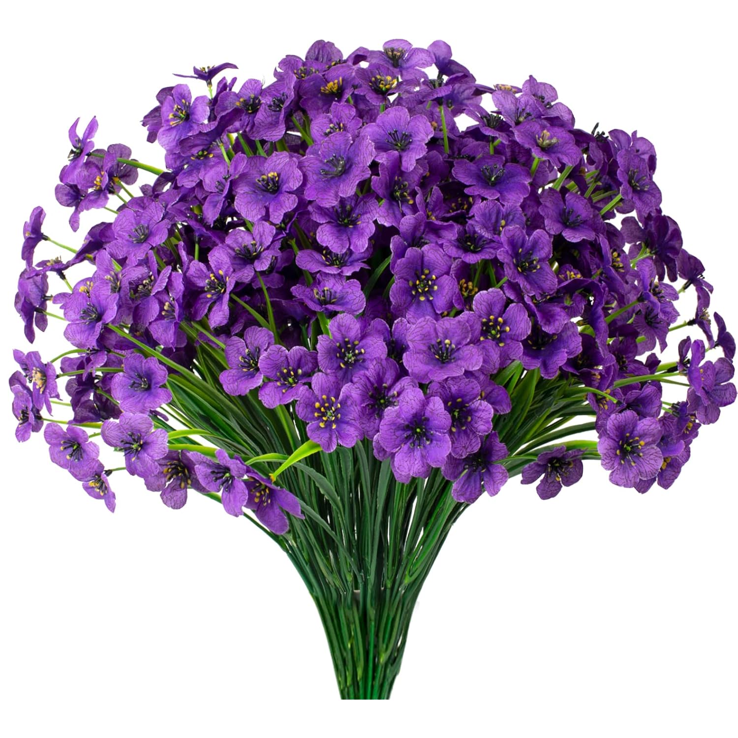 15 Bundles Artificial Flowers Uv Resistant Outdoor Plants No Fade Faux Plastic Shrubs Fake Silk Flowers Window Box Garden Porch Home Decoration(Purple)