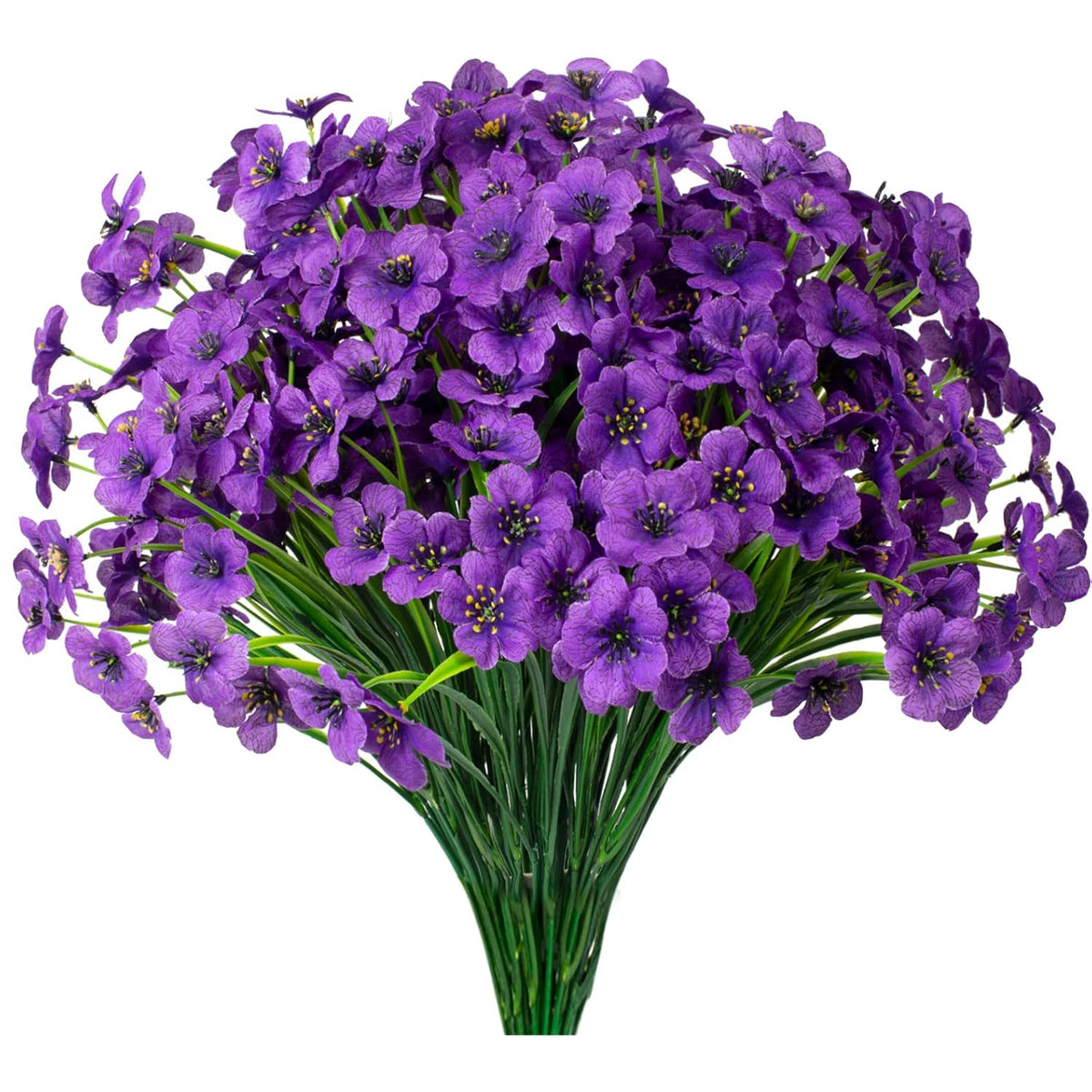 15 Bundles Artificial Flowers Uv Resistant Outdoor Plants No Fade Faux Plastic Shrubs Fake Silk Flowers Window Box Garden Porch Home Decoration(Purple)