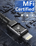 2 Pack 6FT Nylon Braided Lightning Fast Charging Cable for iPhone 14 13 12 11 iPad