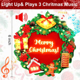 Christmas Cards, Light And Music Christmas Wreath Card, 3D Pop Up Xmas Greeting Card For Women Men Kids Husband Wife Mom Dad Daughter, Decoration For Tree