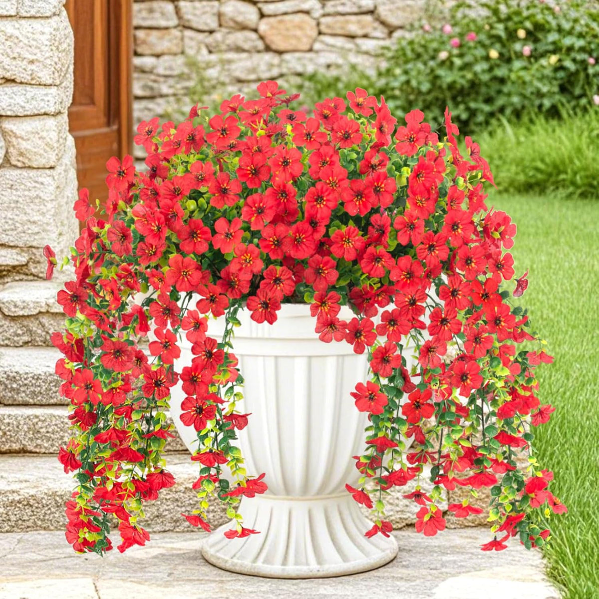 2Pcs Artificial Hanging Flowers, 90 Violet And Eucalyptus Vines Fake Hanging Plants For Wall Home Room Garden Artificial Flowers For Decoration