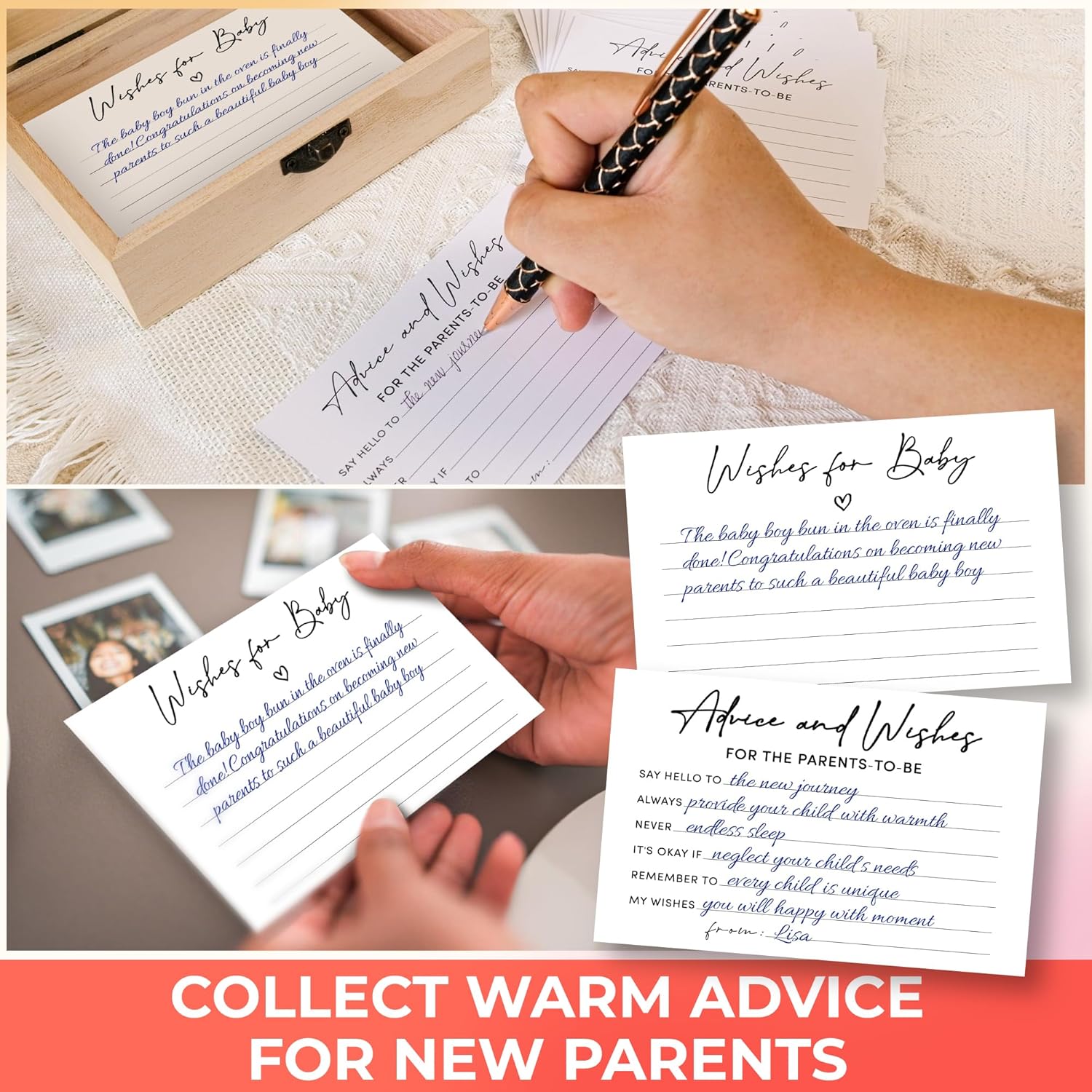 Baby Shower Advice Cards For Parents To Be - Advice For New Parents Baby Shower Decorations Girl, Advices And Wishes For Baby Cards Box Fun Game Ideas