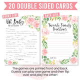 20 Floral Baby Shower Games For Girls-Hilarious Baby Shower Games, Advice Cards Mad Libs Funny Game, Family Tradition Cards