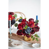 Artificial Flowers Wedding Flowers Combo For Silk Fake Flowers Roses For Diy Wedding Bouquets Burgundy Centerpieces Arrangements Party Bridal Baby Shower Home Decorations (Burgundy & Navy)