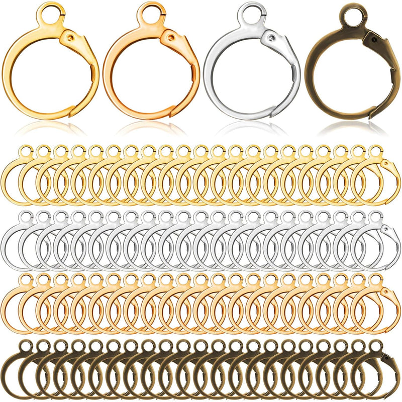 200 Pcs Earring Hooks Hypoallergenic, Round Lever Back Earrings Jump Hook Earw