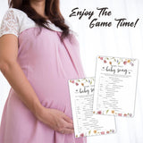 Baby Shower Party Games- Floral Watercolor Flower-Name That Baby Song Game For Guest-30 Game Card & 1 Answer Card-Wishes For Baby-Baby Announcement Gender Reveal Game Card 11