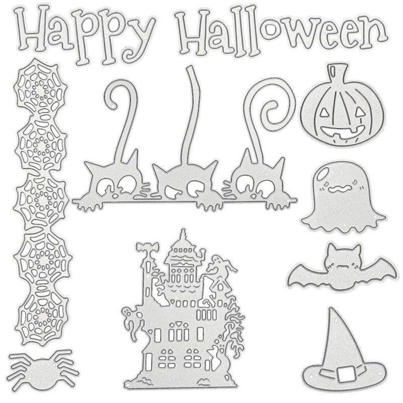 9 Pieces Halloween Cutting Dies Set Pumpkin Skull House Shape Template