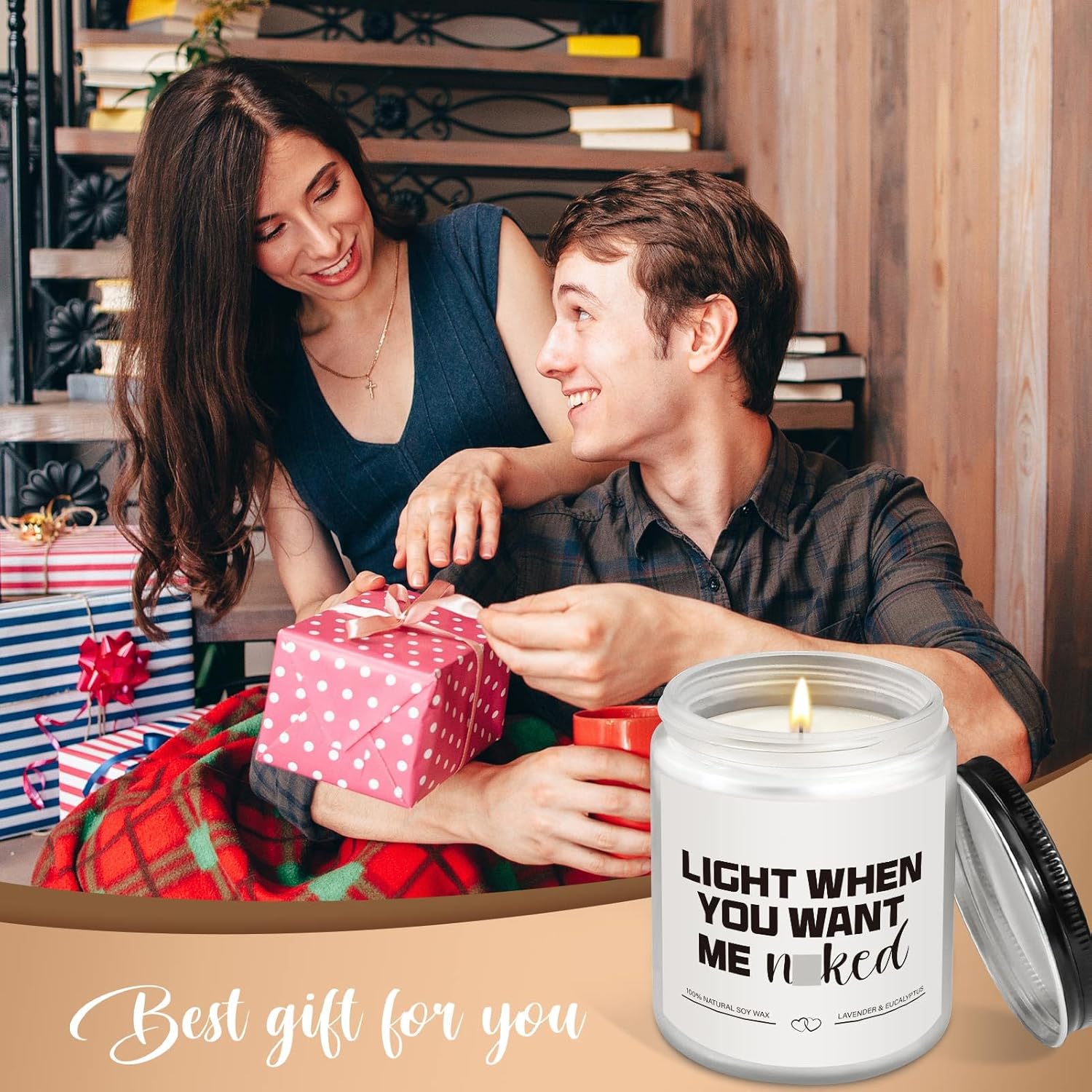 Valentines Gifts For Boyfriend Husband Him Men Couples Anniversary- Funny Valentines Day Presents For Men Husband Couple - Handmade Lavender Scented Candle (7Oz)