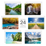 Beautiful Scenery Generic Note Card Pack / 24 Nature Greeting Cards With White Envelopes / 6 Breathtaking Outdoor Scenery Designs / 4 5/8" X 6 1/4" All Occasion Sympathy Cards