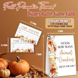 Little Pumpkin Guess How Many Animal Crackers - Thanksgiving Baby Shower Card Set (1 Sign With 50 Guess Cards), Fall Gender Reveal Party Favor Supplies -A11