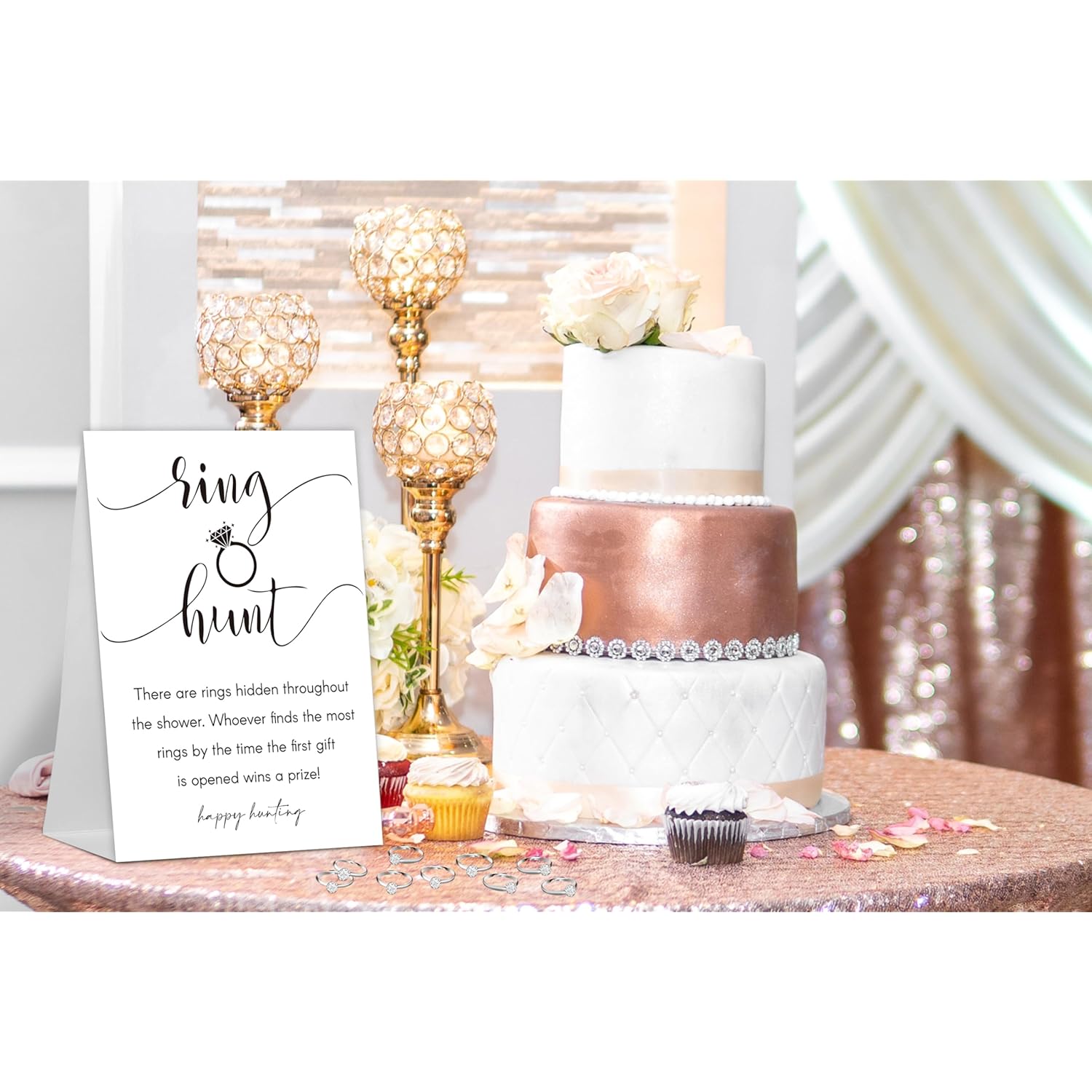 The Ring Hunt Game, Bridal Shower Games With Rings-One Sign And 30 Rings, Bridal Shower And Wedding Shower Games For Guests, Engagement Party Game, Bridal Shower Decorations-Ls1