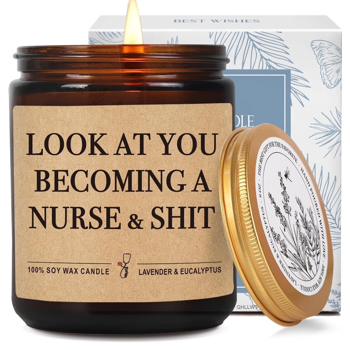 Look At You Becoming A Nurse And Sh T Candles Gift For Women Men, Funny Nursing School, Nurse Thanksgiving Christmas Graduation Birthday Gifts, Cool Lpn Rn Candle For Nurses, Future/New Grad-68
