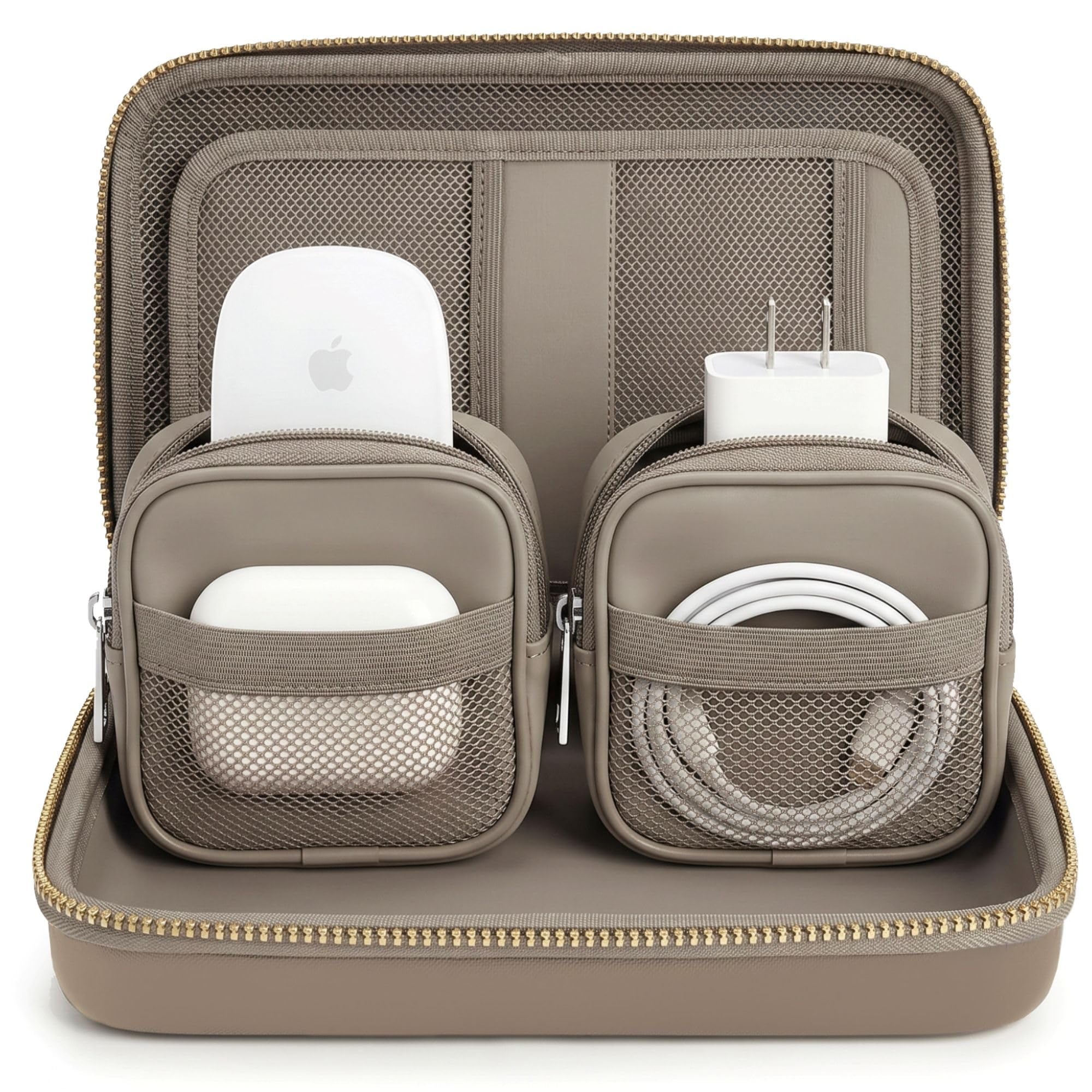 Hard Shell Tech Organizer Protective Travel Case For Cables, Chargers & Accessories | Slim Modular Electronics Organizer With Removable Pouches