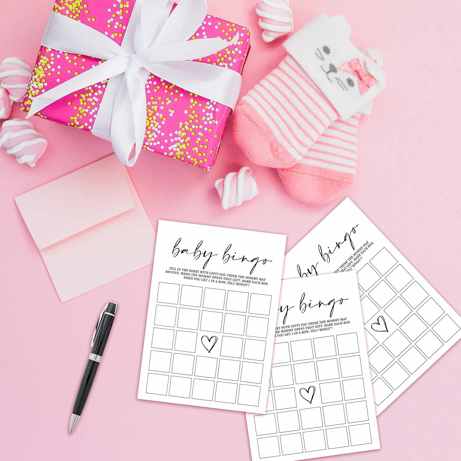 Baby Shower Games(5" X 7"), 30 Sets Modern Black And White Baby Bingo Guess Gift Game Cards, Boy Girl Gender Neutral Baby Shower Supplies-B07