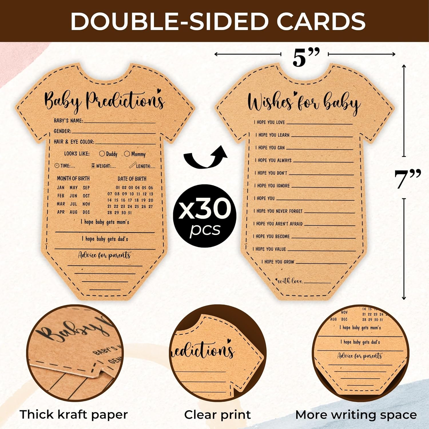 Baby Prediction And Advice Cards - Well Wishes Cards For Baby Shower Decorations Gender Neutral, Hilarious Babies Shower Games Activities