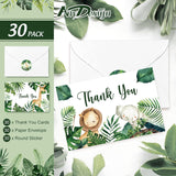 Woodland Thank You Cards With Envelopes Stickers Safari Jungle 30 Pack Watercolor Forest Animals Greenery Greeting Note Cards For Kids Girls Boy Children Birthday Baby Shower Party Supplies