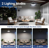 Solar Shed Light 2000LM Indoor Outdoor Pendant Light with Pull String IP65 Waterproof