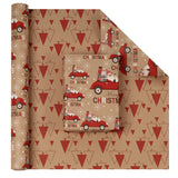 Reversible Christmas Wrapping Paper Roll, 17 Inch X 33 Feet, Holiday Gift Wrapping Paper Red Car And Tree Snowflake Wrapping Paper For Christmas, Holiday, Party