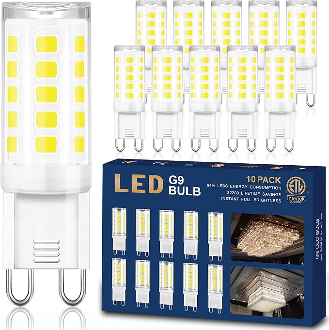 10 Pack G9 LED Bulbs 4W 6000K Daylight 40W Equivalent 400LM Bi Pin Base