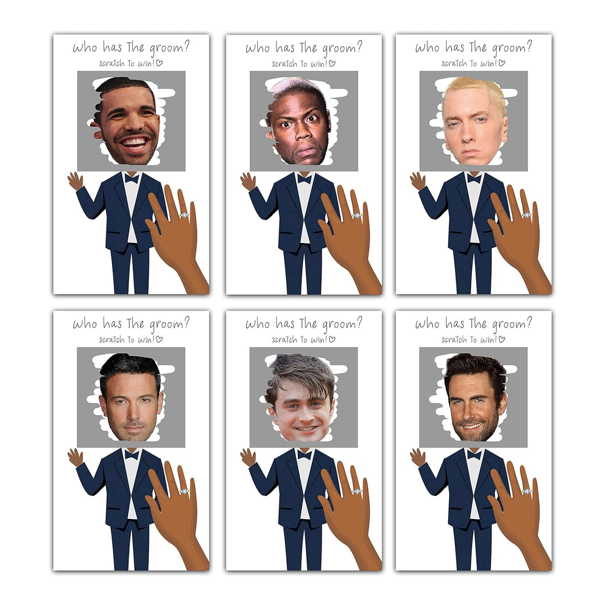 Bridal Shower Games - Who Has The Groom Scratch Off Celebrity Cards - Bachelorette Party Game Favor Decor- Wedding Party/Engagement Party Idea Activity - 36 Mini Size Cards(03)