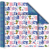 Reversible Hawaiian Happy Birthday Wrapping Paper - 8 Sheets | Tropical Plant & Floral Pattern Gift Wrap Paper For Kids’ Birthdays, Baby Showers, Holiday & Aloha-Themed Greetings 19.7" X 27.6"