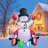 Christmas Inflatables 6Ft Snowman Outdoor Yard Decorations, Christmas Blow Up Snowman With Penguins And Giftboxes, Built