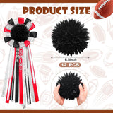12 Pcs Homecoming Mum Flower - 6.5 Inches Artificial Silk Mums Accessories Kit Diy Crafts For Back To School Homecoming Week Party Decorations (Black)