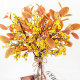 8 Bundle Artificial Flowers With Eucalyptus, 19.6" Fake Flowers Fall Decor Mixed Silk Faux Flower For Autumn Vase Centerpiece Table Wedding Party Home Decor Floral Arrangements, Yellow