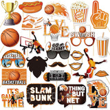 25 Pcs Basketball Photo Booth Props Kit, Sport Themed Birthday Party Selfie Decorations, Game Day, Baby Shower Kids Boys Men Birthday Party Photography Supplies
